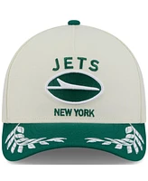 New Era Men's Cream/Green New York Jets 2025 Nfl Draft 9FORTY A-Frame M-Crown Adjustable Hat