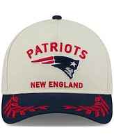 New Era Men's Cream/Navy New England Patriots 2025 Nfl Draft 9FORTY A-Frame M-Crown Adjustable Hat