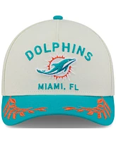 New Era Men's Cream/Aqua Miami Dolphins 2025 Nfl Draft 9FORTY A-Frame M-Crown Adjustable Hat