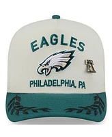 New Era Men's Cream/Midnight Green Philadelphia Eagles 2025 Nfl Draft A-Frame 59FIFTY Fitted Hat