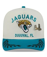 New Era Men's Cream/Teal Jacksonville Jaguars 2025 Nfl Draft A-Frame 59FIFTY Fitted Hat