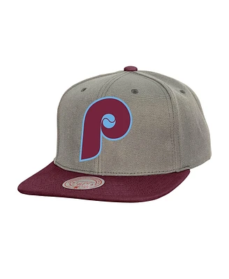 Mitchell & Ness Men's Gray Philadelphia Phillies Cooperstown Collection Basic Flip Snapback Hat