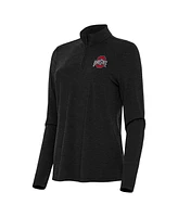 Antigua Women's Heather Black Ohio State Buckeyes Bright Quarter-Zip Top