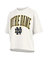Pressbox Women's White Notre Dame Fighting Irish Nelson Arch Over Logo Waist Length Oversized Slub T-Shirt