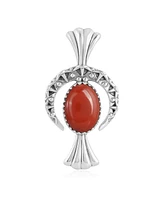 Sterling Silver Red Jasper Fritz Casuse Squash Blossom Naja Crescent Moon Pendant Enhancer