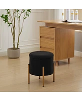 Modern Round Storage Ottoman with Removable Lid and Metal Legs Upholstered Footstool for Living Room Bedroom Entryway No Assembly Needed-The Pop Home
