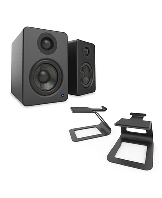 Kanto YU2 Powered Desktop Speakers and SE2 Speaker Stands for Small Speakers - Pair
