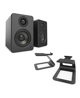 Kanto YU2 Powered Desktop Speakers and SE2 Speaker Stands for Small Speakers - Pair