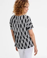 Jm Collection Women's Printed Scoop-Neck Short-Sleeve Top