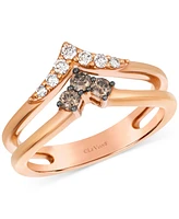 Le Vian Chocolate Diamond & Nude Diamond Double Chevron Ring (1/3 ct. t.w.) in 14k Rose Gold