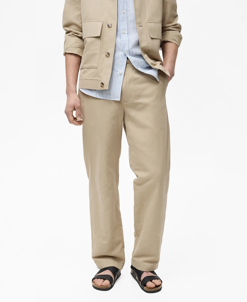 Mango Men's Eu Regular-Fit Linen Pants