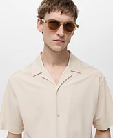 Mango Men's Bowling Collar Modal Shirt