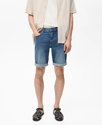 Mango Men's Slim-Fit Denim Bermuda Shorts