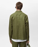 Mango Men's Linen Pocketed Overshirt