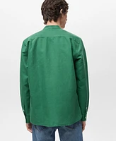 Mango Men's Mao Collar Linen Shirt