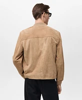 Mango Men's Suede Leather Bomber Jacket