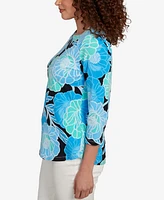 Ruby Rd. Petite Bold Poppies Envelope Neck Top