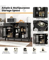 2-Drawer Sideboard Buffet Cabinet – 4 Adjustable Shelves for Storage Dining Room, Kitchen, or Living Room