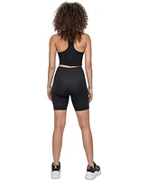 Dkny Sport Women's Rhinestone-Logo Pocket Bike Shorts