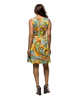 24seven Comfort Apparel Women's Sleeveless Pleated Knee Length Pocket Dress