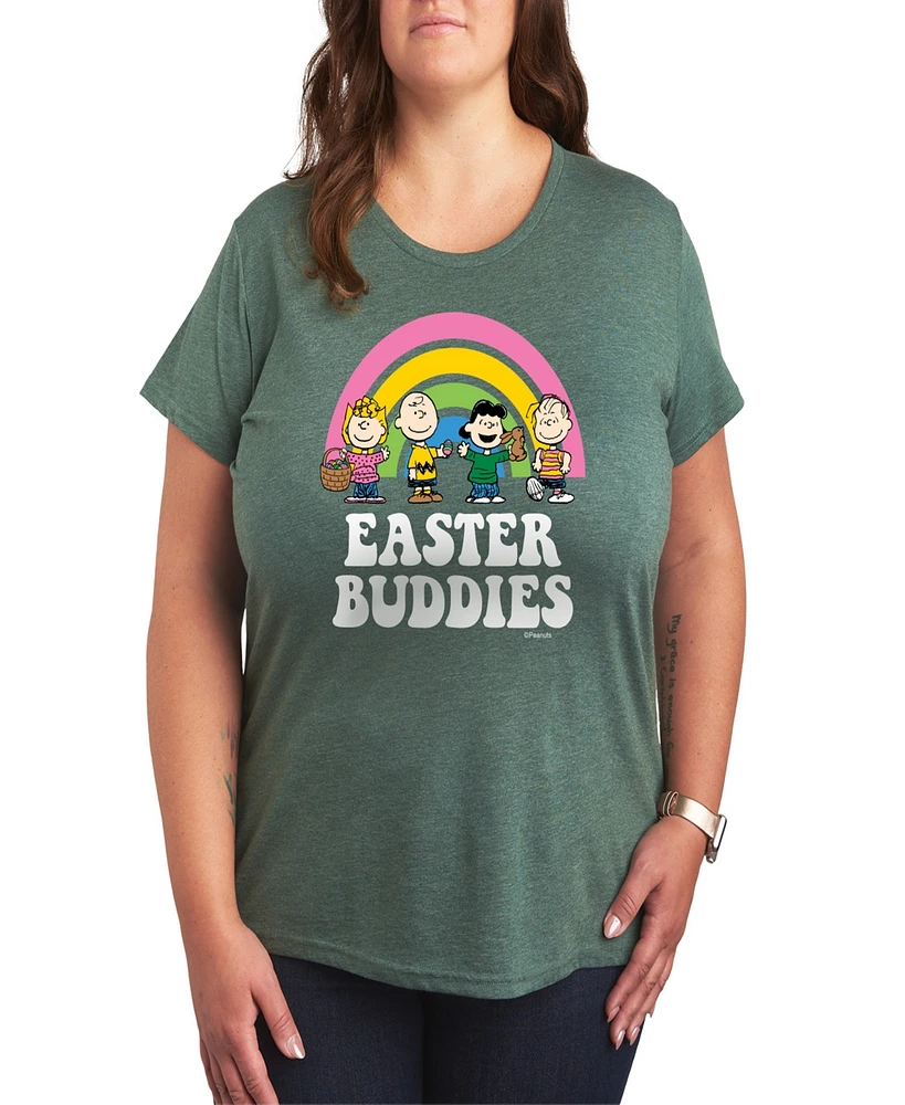 Hybrid Apparel Plus Peanuts Easter Buddies Graphic Crew Neck T-Shirt