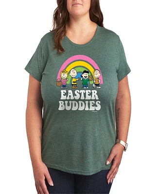 Hybrid Apparel Plus Peanuts Easter Buddies Graphic Crew Neck T-Shirt