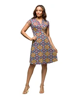 24seven Comfort Apparel Women's Short Sleeve Knee Length V Neck Wrap Dress