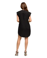 24seven Comfort Apparel Women's V Neck Cap Sleeve Knee Length Pocket Dress