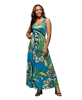 24seven Comfort Apparel Women's Scoop Neck A Line Sleeveless Maxi Dress