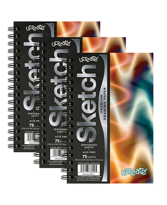 UCreate Neon Squiggles Poly Sketch Book, Pack of 3