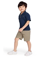 Calvin Klein Toddler and Little Boys Slub Pique Polo Shirt Twill Shorts, 2-Piece Set