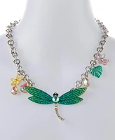 Betsey Johnson Faux Stone Garden Glam Dragonfly Bib Necklace