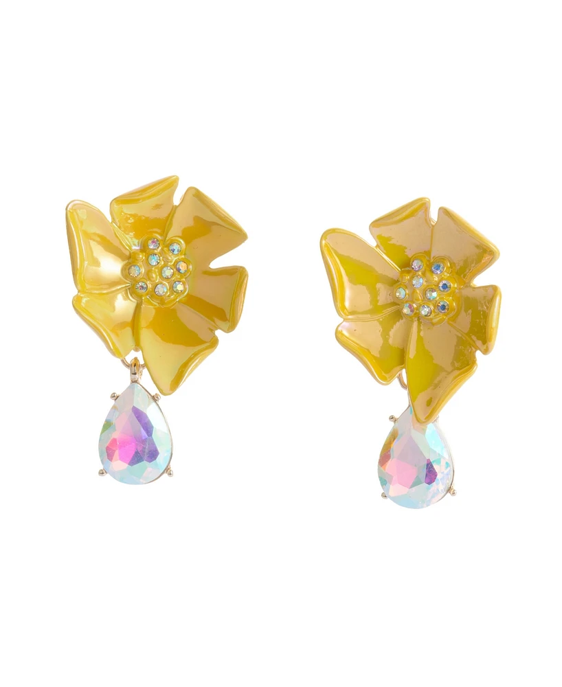 Betsey Johnson Faux Stone Garden Glam Floral Drop Earrings