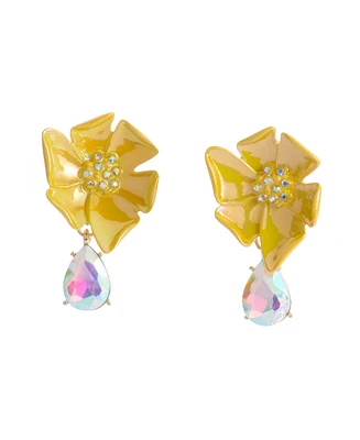 Betsey Johnson Faux Stone Garden Glam Floral Drop Earrings