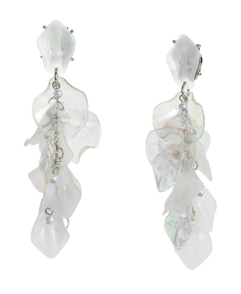 Betsey Johnson Ivory Garden Glam Flower Petal Dangle Earrings