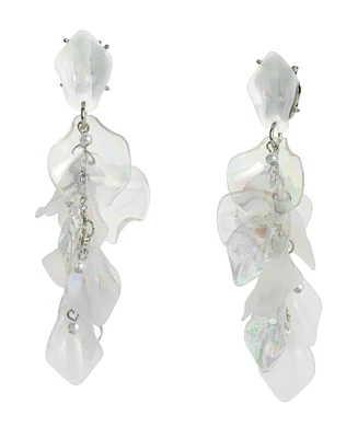 Betsey Johnson Ivory Garden Glam Flower Petal Dangle Earrings