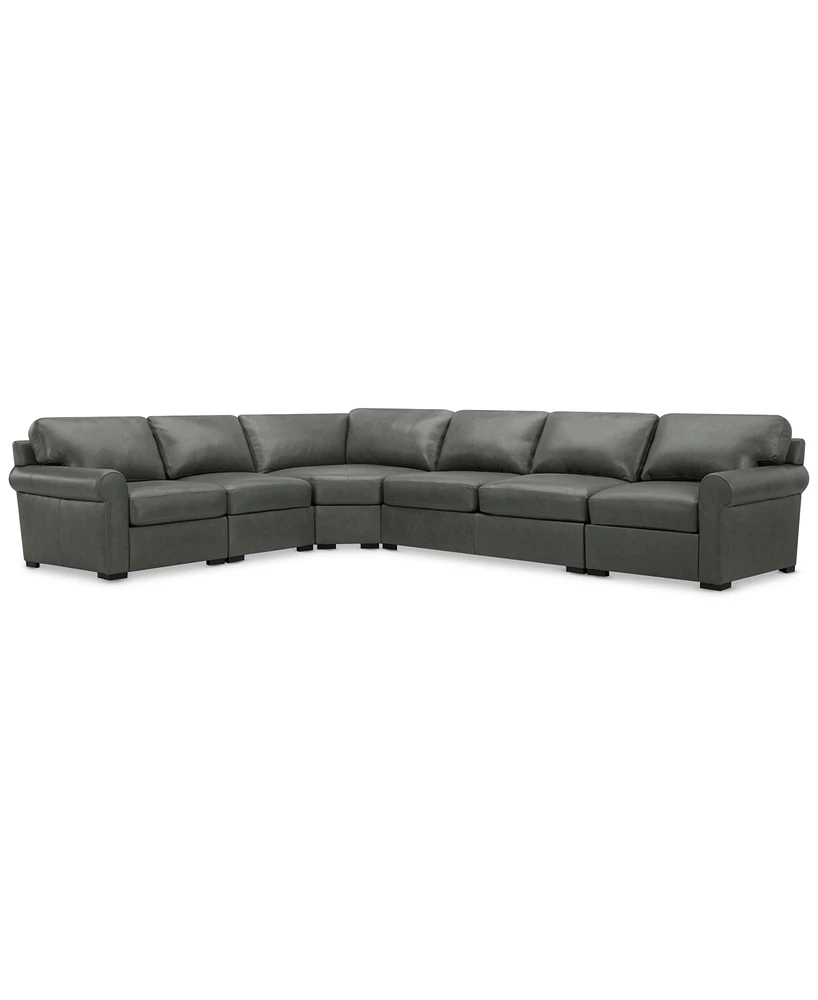 Radley Roll Arm 152" 5-Pc. Leather Wedge Corner L Sectional, Exclusively at Macy's
