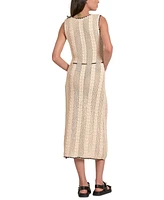 Elan Women's Crochet Sleeveless Tassel-Tie Midi Dress