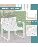 Patio Chairs Set of 4 Weather-resistant Plastic Outdoor Armchairs