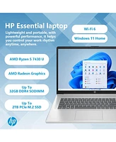 Hp Essential 17.3" Daily Traditional Laptop Amd Ryzen 5 7430U 8GB Ram Amd Radeon Graphics 512GB Ssd Storage Windows 11 Home Fhd 60Hz - Silver