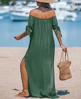 Cupshe Women's Coastal Drift Green Cover-Up Maxi Beach Dress