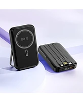 10000mAh Magnetic Power Bank w/ Stand- 3 Cables & Wireless Charging
