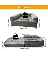 Bingopaw Giant Orthopedic Dog Bed w/Waterproof & LeatherTrim for Pets