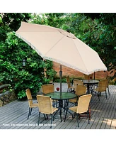 Gymax 9 Ft Patio Umbrella 2-Tier Market Table w/ Crank Handle Push Button Tilt
