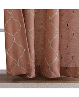 Kate Aurora 1 Piece Vienna Lux Embroidered Linen Blend Semi Sheer Grommet Window Curtain Panel - 84 in. Long