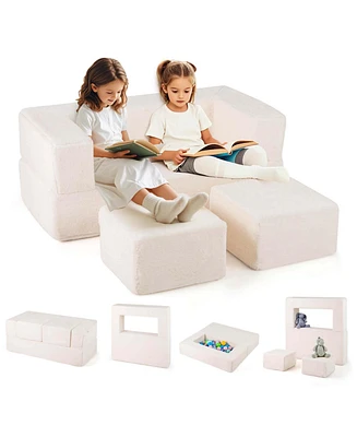 Modular Kids Sofa Children's Couch/High Chair with Armrests Washable Cover