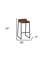 Iron Backless Counter Height Bar Chair for Kitchen or Home Bar