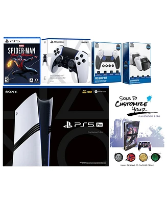 Sony Playstation 5 Pro Bundle with Spider-Man: Miles Morales, Extra Edge Controller, Fps Grip Kit