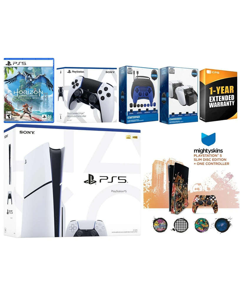 Sony Playstation 5 Slim Disc with Horizon Forbidden West, Extra Edge Controller, Gamer Kit