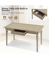 Pintu Farmhouse Dining Table With Drawer